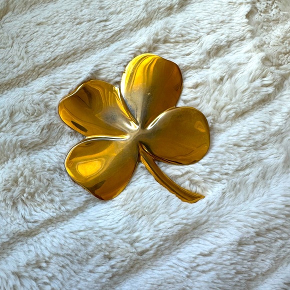 Vintage 1984 Gerity 24k Gold Plated Four-Leaf Clover Plaque - Picture 1 of 4
